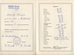 Abschlusszeugnis der Dorfschule 1965